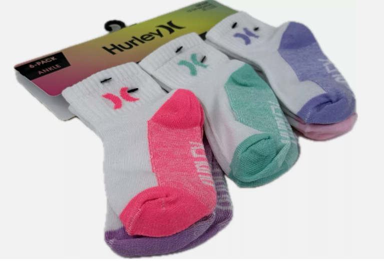 Hurley 6 Pairs (6-12m) Girl Socks