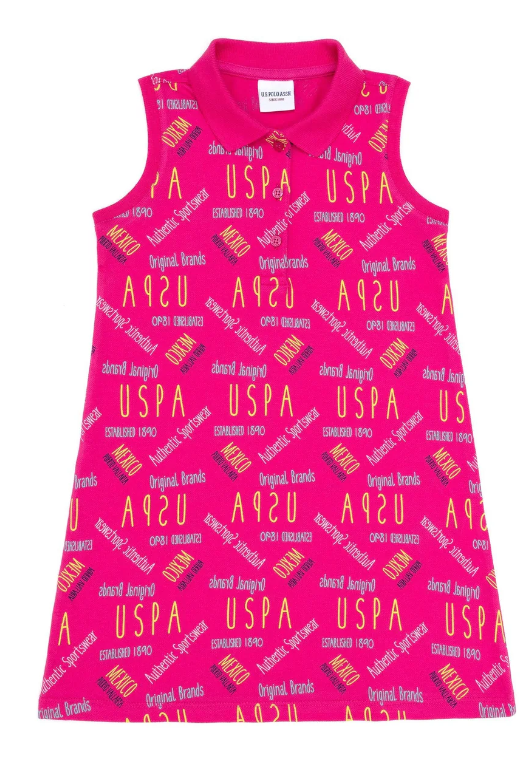 US Polo Assn Petros - Pink Printed Girl's Standard ( 7-8y) Dress