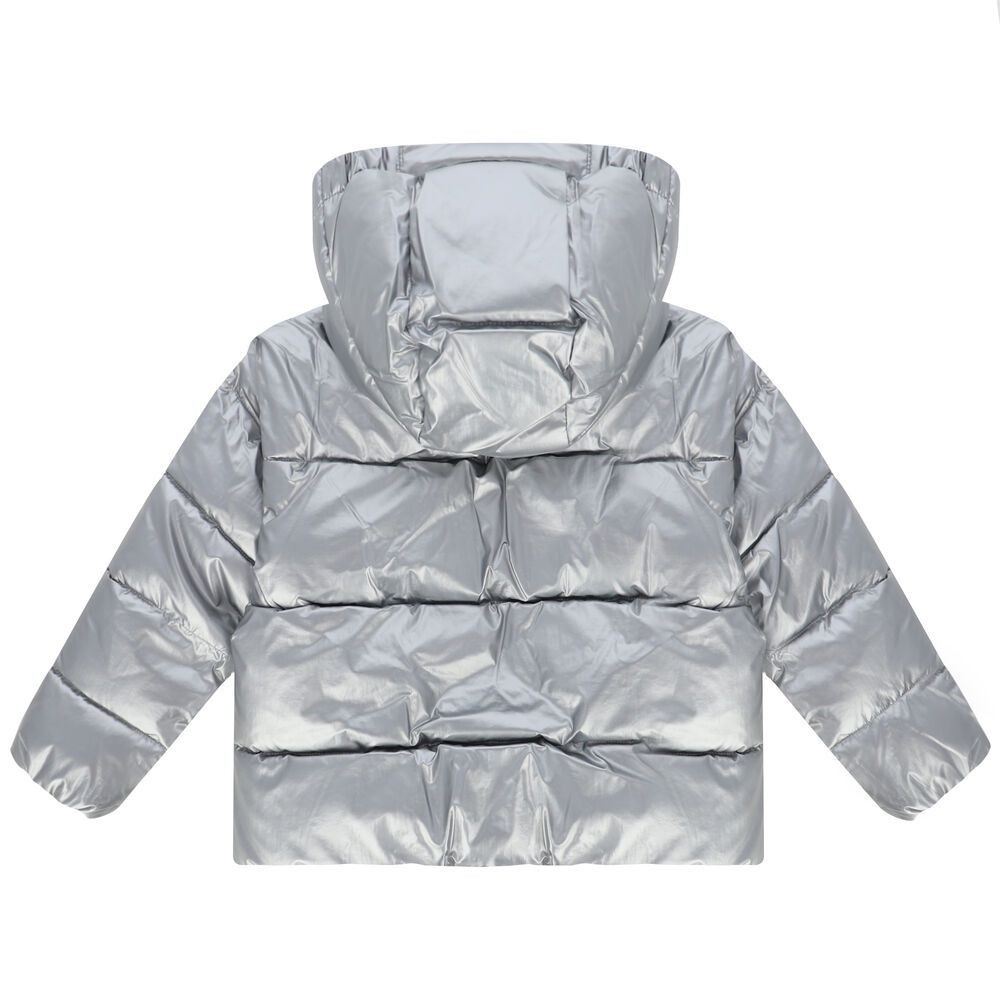 Calvin Klein Silver 2-in-1 Logo Padded Puffer (4T) Girl Jacket