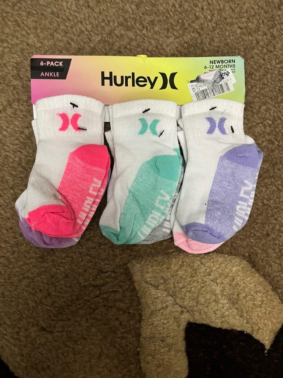 Hurley 6 Pairs (6-12m) Girl Socks