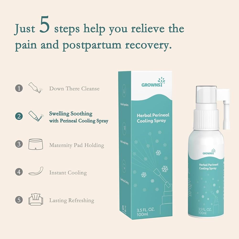 Grownsy Perineal Cooling Spray (Exp.10/07/2026) Postpartum Relief