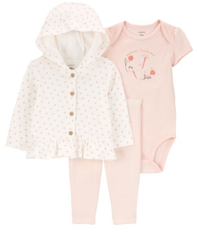 Carter's 3-Piece Little Cardigan (6m) Girl Outfit Set