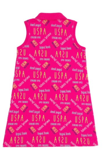 US Polo Assn Petros - Pink Printed Girl's Standard ( 7-8y) Dress